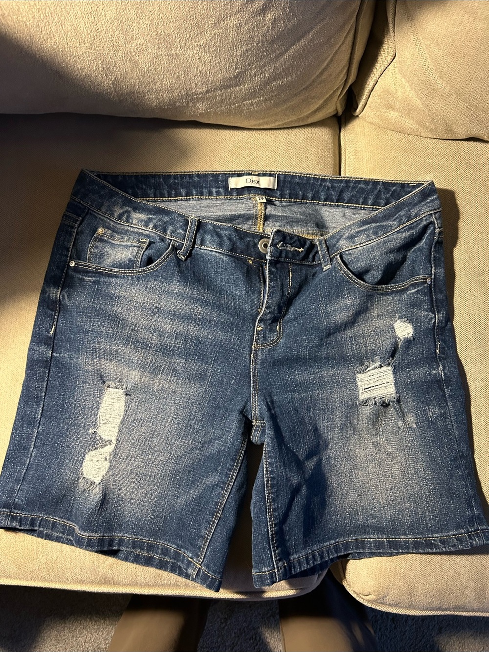 Dex Distressed Blue Denim Women's Shorts